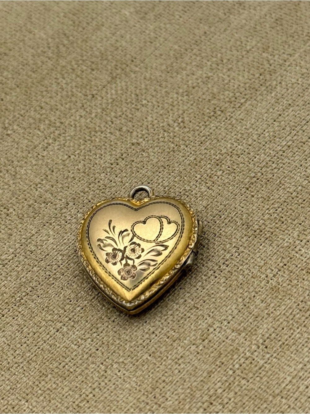 1/20-12k gold filled Gold Heart Locket Pendant with Floral Engraving